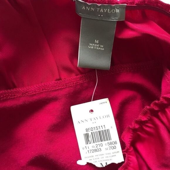 Ann Taylor Off Shoulder Ruffle Neck Tank Pink M - Picture 8 of 9